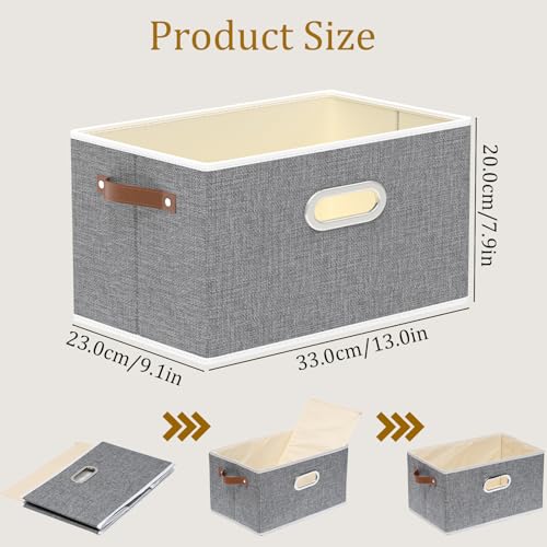 Fabric Storage Baskets (12.99x9.05x7.87in/4-Pack / Grey)