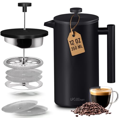 304 Grade Stainless Steel French Press 12 Oz (Black / 12 Ounce)