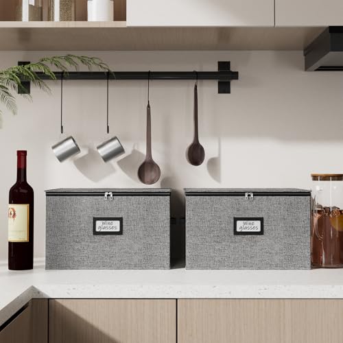 Wine Glass Storage Box with Dividers