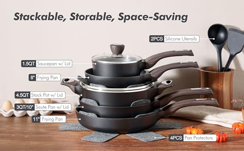 Pots and Pans Set Non stick (Classic Black)