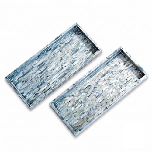 Blue Mother of Pearl Tray Set of 2 (Blue)