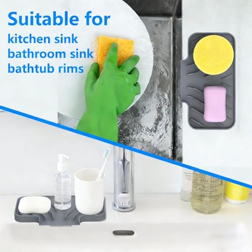 Sponge Holder for Kitchen Sink (Gray / 8"x 4")