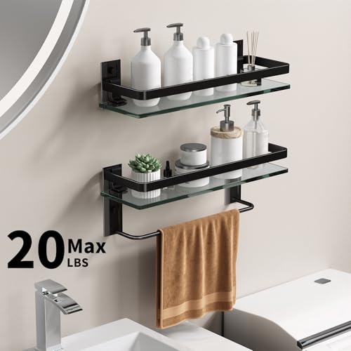 Bathroom Shelves Wall Mounted (Black / Combo Set)