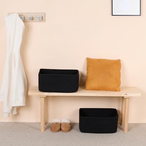 Large Storage Baskets for Shelves (2pcs-L17×W13×H7.5" / Black)