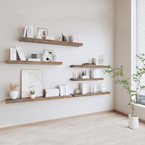 72 Inch Floating Shelves Set of 2 (Black Walnut / 72'' x 8''x 2''(set of 2）)