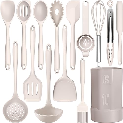 Silicone Cooking Utensils Set (Khaki)
