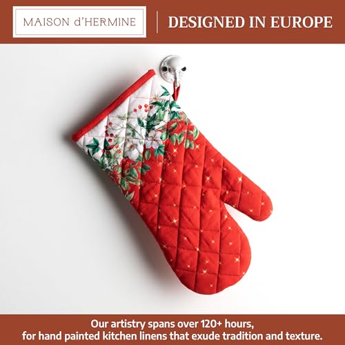 Maison d'Hermine Oven Gloves 100% Cotton Oven Mitt (107 - Noel / 7.5" x 13" (Oven Mitt))