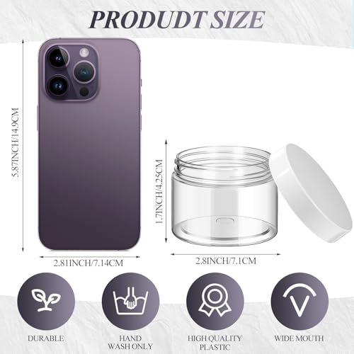 6 Pack 4 OZ Plastic Jars Containers with Lids (6 Count)