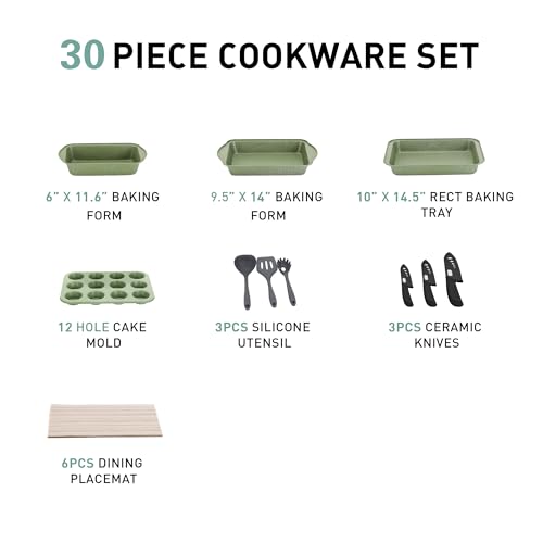 Pots and Pans Set (Green / 30-piece)