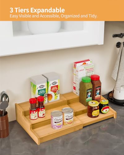 Spice Rack 3 Tier Natural Bamboo (2 Count)