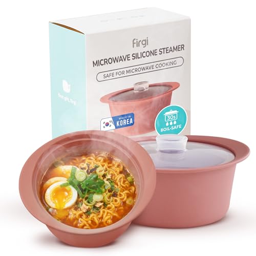 40oz Platinum Silicone Microwave Steamer Pot with Handle & Lid (40oz / Dry Rose)