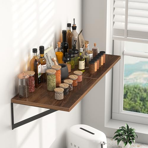 16W x 12D Deep Floating Shelves Set of 2 Walnut (Walnut With Black Metal Bracket / 16wx12dx5.8h)