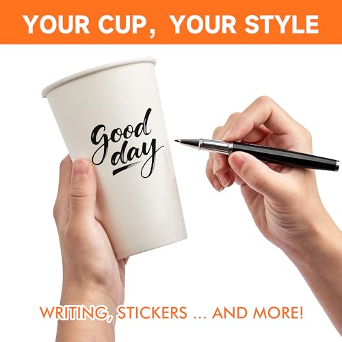 50 Pack 16 oz Disposable Coffee Cups with Lids and Sleeves (White / 16 oz)