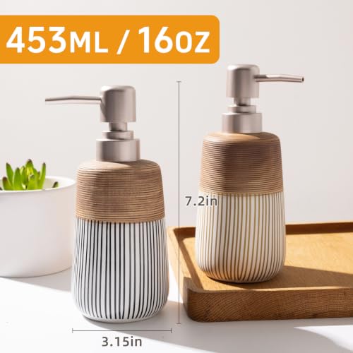 2 Pcs Ceramic Soap Dispenser Set (2 Pcs x 16Oz Soap Dispenser)