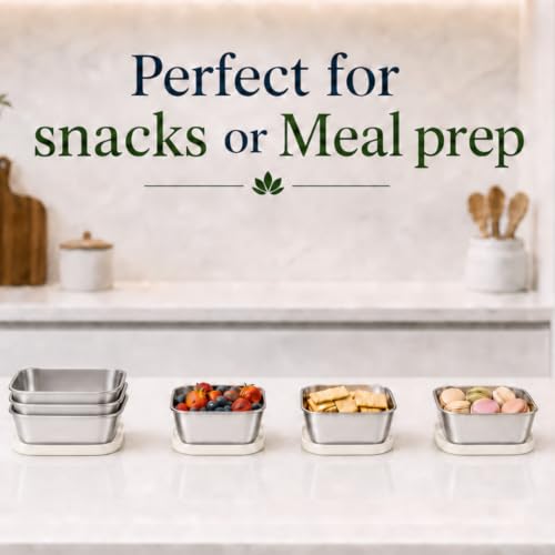 Flexibento Leak proof Stainless Steel Snack Containers with Silicone Lids (B-Pink Set of Two Snack Containers: 2*14 OZ)