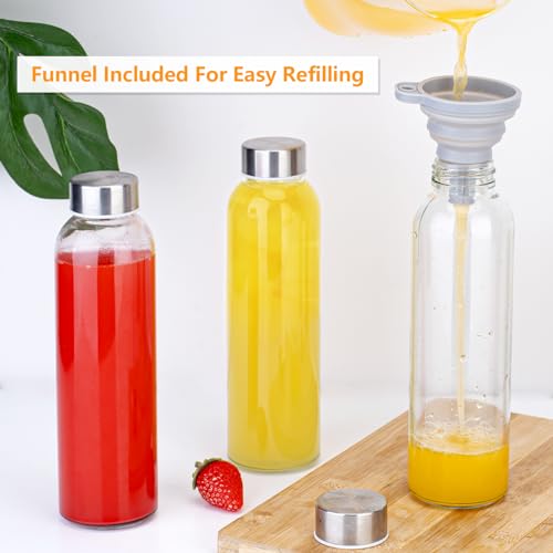 18 oz Glass Water Bottles with Stainless Steel Lids