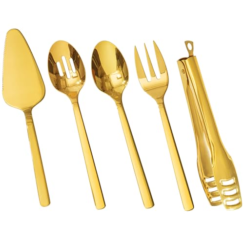 18 10 Large Hostess Gold Serving Utensils (5 / Gold)