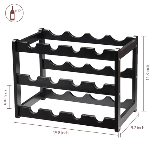 Bamboo Wine Rack (3 Tier Black)