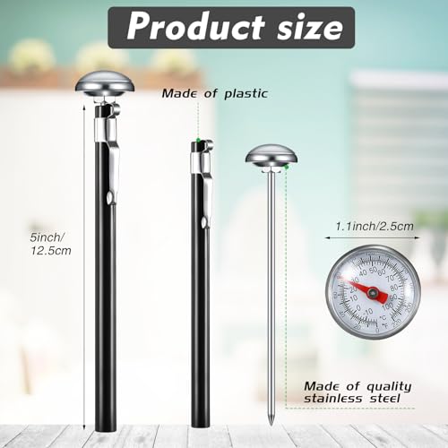 24 Pcs Stainless Steel Kitchen Dial Thermometer 5" (Black)