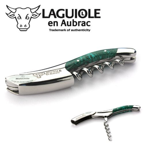 Laguiole en Aubrac corkscrew sommelier waiters knife 3 functions SOM99PMI malachite handle
