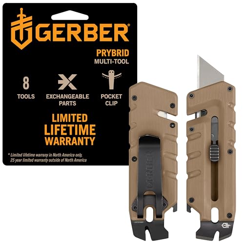 Prybrid EDC Pocket Knife Multitool 8 (Coyote Brown with Clip)