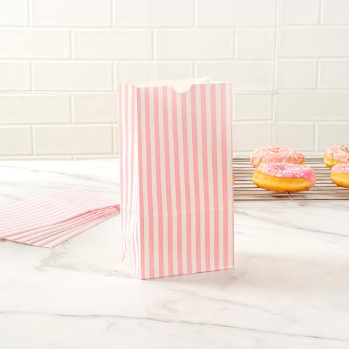 Pink And White Stripe Paper Bag (4 lb / Pink & White)