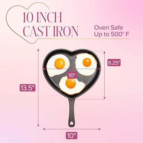 Pre Seasoned Cast Iron Heart Skillet Pan (10-Inch Skillet / Black)