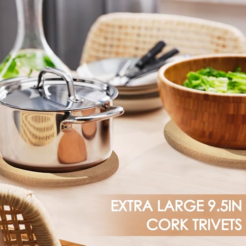 6 Pack Extra Large Cork Trivet (07-9.5 Inch 6pcs Round)