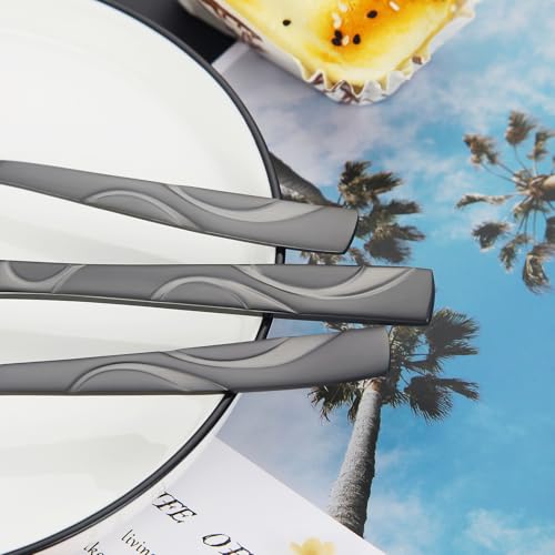 60 Piece Black Flatware Set for 12 (Black / 60-Piece)