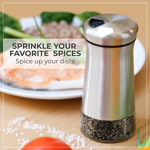 Pepper Shaker or Salt Shaker with Adjustable Pour Holes (Black Shaker)