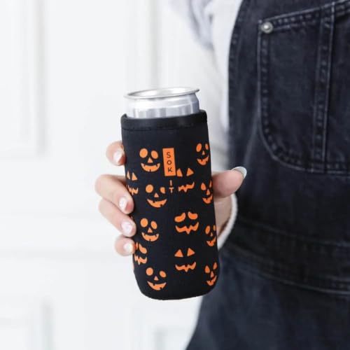CanSok Sleeve for Beer & Soda Insulated Neoprene Cover (Fright Night Lights / 12oz Slim Can Sleeve)