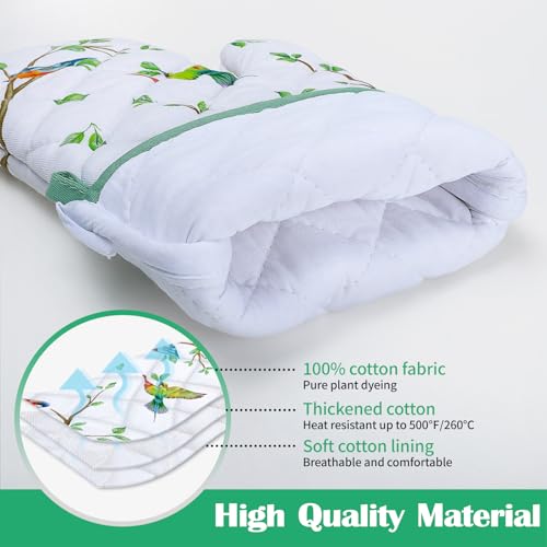 Bird Branch Oven Mitts and Pot Holders Sets 4Pcs (Bird Branch / Oven Mitt x2 & Pot Holder x2)