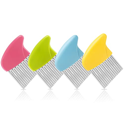 4 Pack Stainless Steel Potato Crinkle Cutter (Green & Pink & Blue & Yellow)