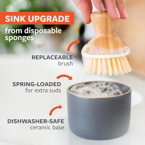 Bubbly Palm Brush & Ceramic Soap Dispenser