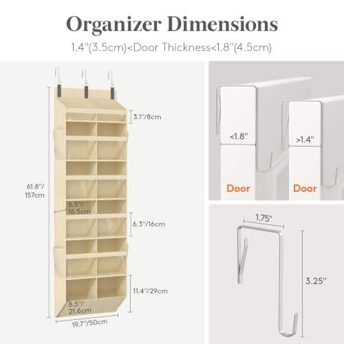 1 Pack Over the Door Organizer (Beige / 12 section)