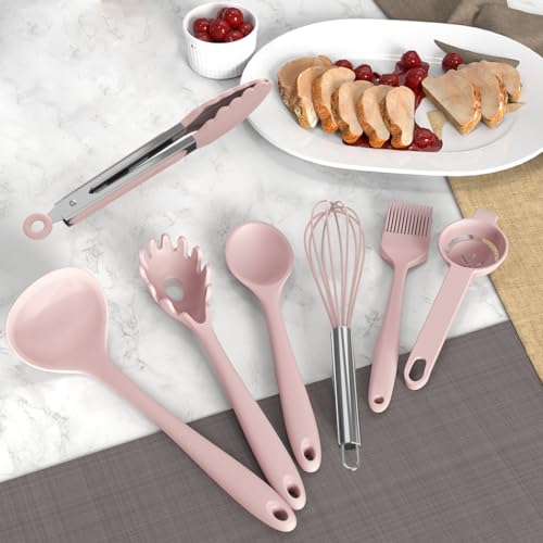 Silicone Cooking Utensils Set (Pink)