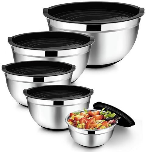 Mixing Bowls Salad Bowls with Airtight Lids (Black / Airtight Lids)