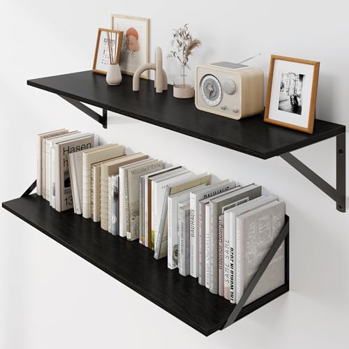 Black Deep Floating Shelves for Wall