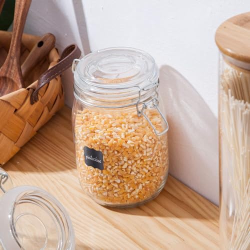 32oz Set of 4 Glass Kitchen Storage Canister Mason Jars with Lids (32oz*4-round)