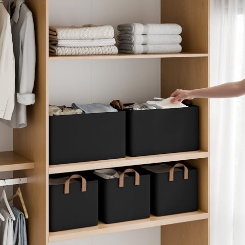 Closet Storage Bins (Black / 16 ½" L x 12" W x 10 ¼" H)