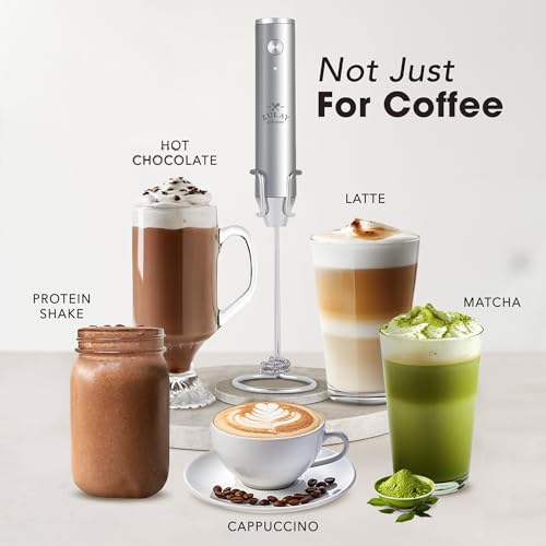 Rechargeable Milk Frother Handheld (Alpha Silver / Rechargeable Z1 Motor Max)