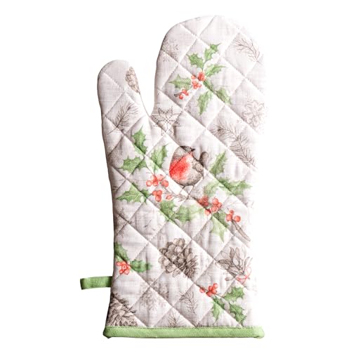 Maison d'Hermine Oven Gloves 100% Cotton Oven Mitt (115 - Christmas Dew / 7.5" x 13" (Oven Mitt))