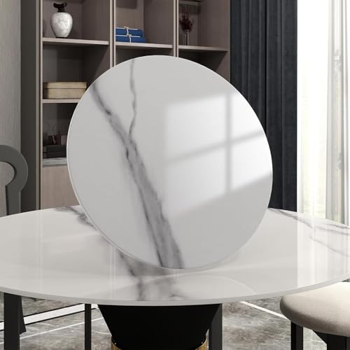 31.5" Lazy Susan for Table Top Tempered Glass Rotating Serving Tray for Dining Table (White / 80CM)