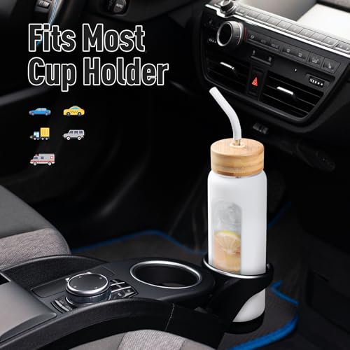 24oz Glass Water Bottle with Straw and 2 Lids (White / 24 Ounces)
