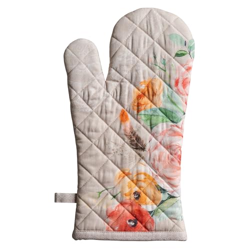Maison d'Hermine Oven Gloves 100% Cotton Oven Mitt (065 - Ibiza - Beige / 7.5" x 13" (Oven Mitt))