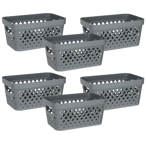 Plastic Baskets for Organizing (Grey / 1 Gallon)