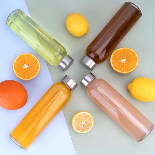24oz Glass Water Bottle Set of 6 (Clear-6set/24oz / 24 Ounces)