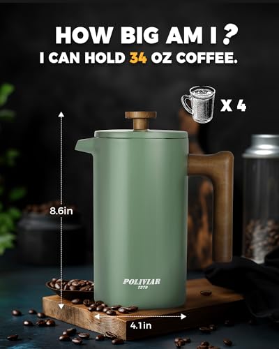 POLIVIAR French Press Coffee Maker (Green)
