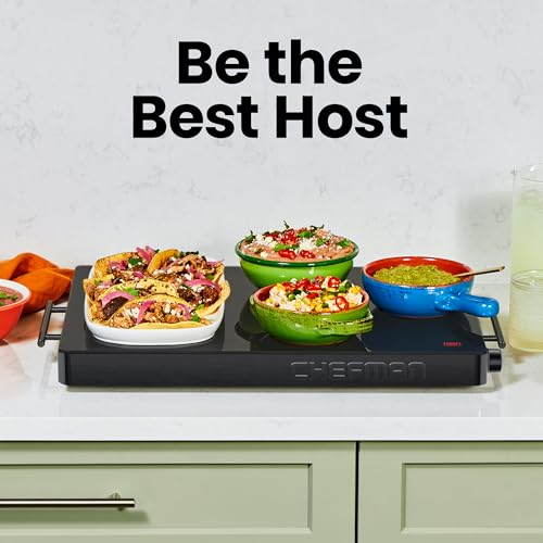 Electric Warming Tray with Adjustable Temperature Control (Black)