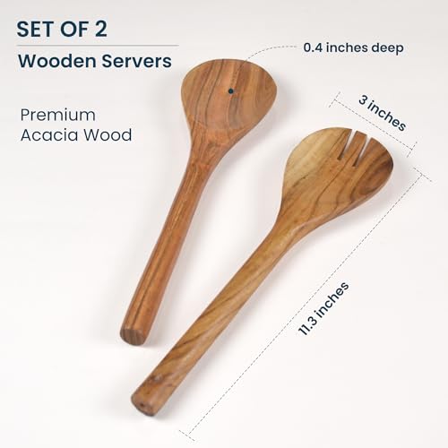 The Fine Living Co. Acacia Salad Servers (Natural)
